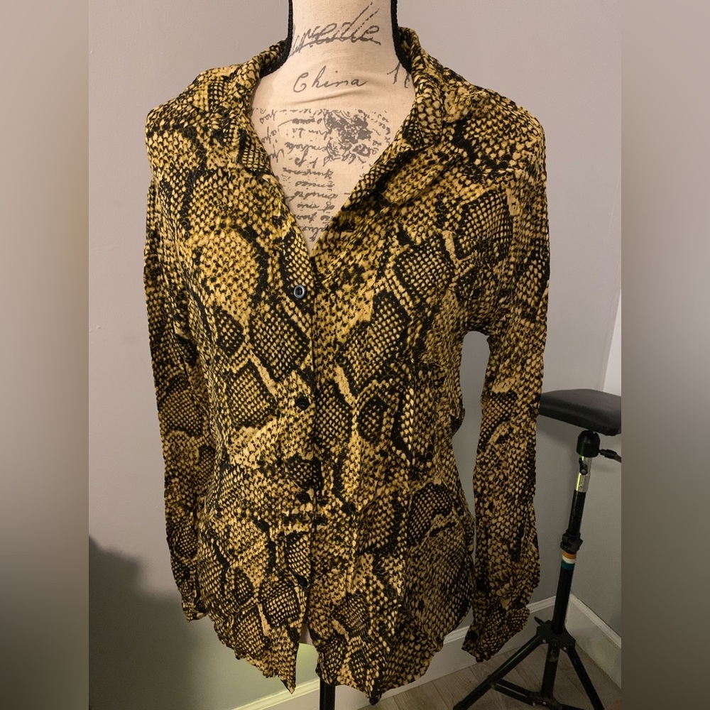 Nasty Gal snakeskin print button up long sleeve